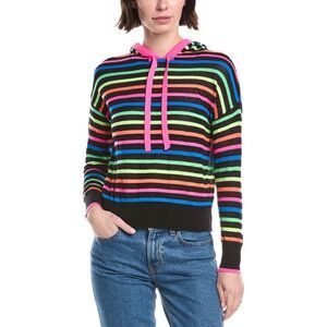 Wispr Womens Rainbow Stripe Silk-Blend Hoodie, Grey
